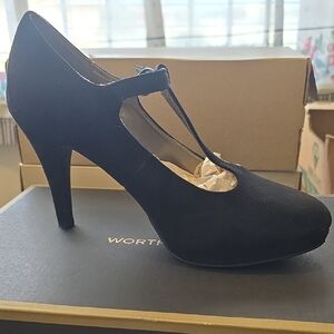 Worthington Elegant Black T-Strap Heels